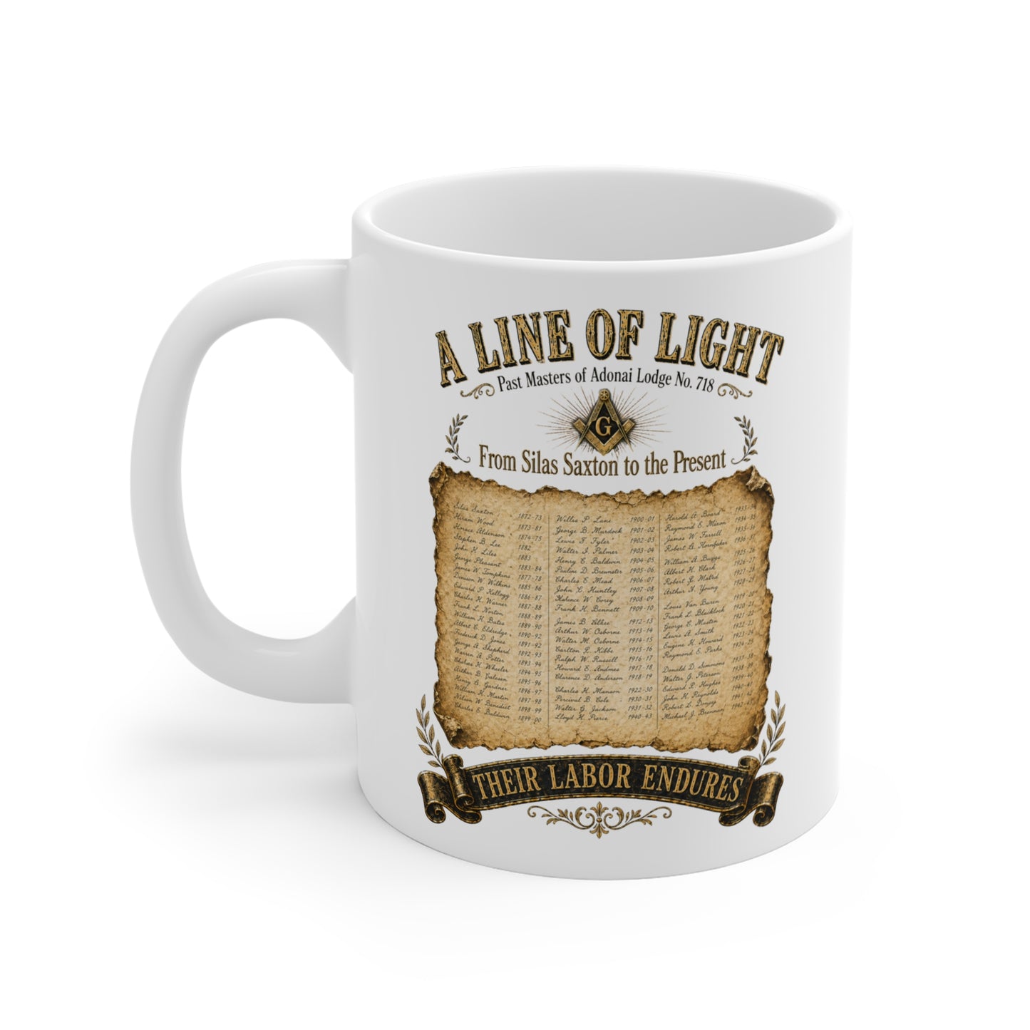 Adonai Lodge No. 718 “Past Masters: A Line of Light” Mug
