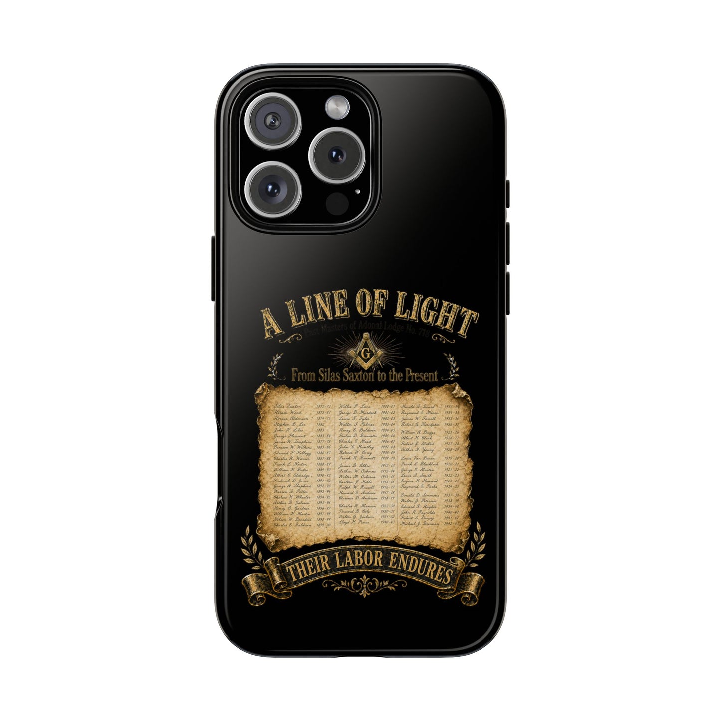 Adonai Lodge No. 718 “Past Masters: A Line of Light” iPhone Case