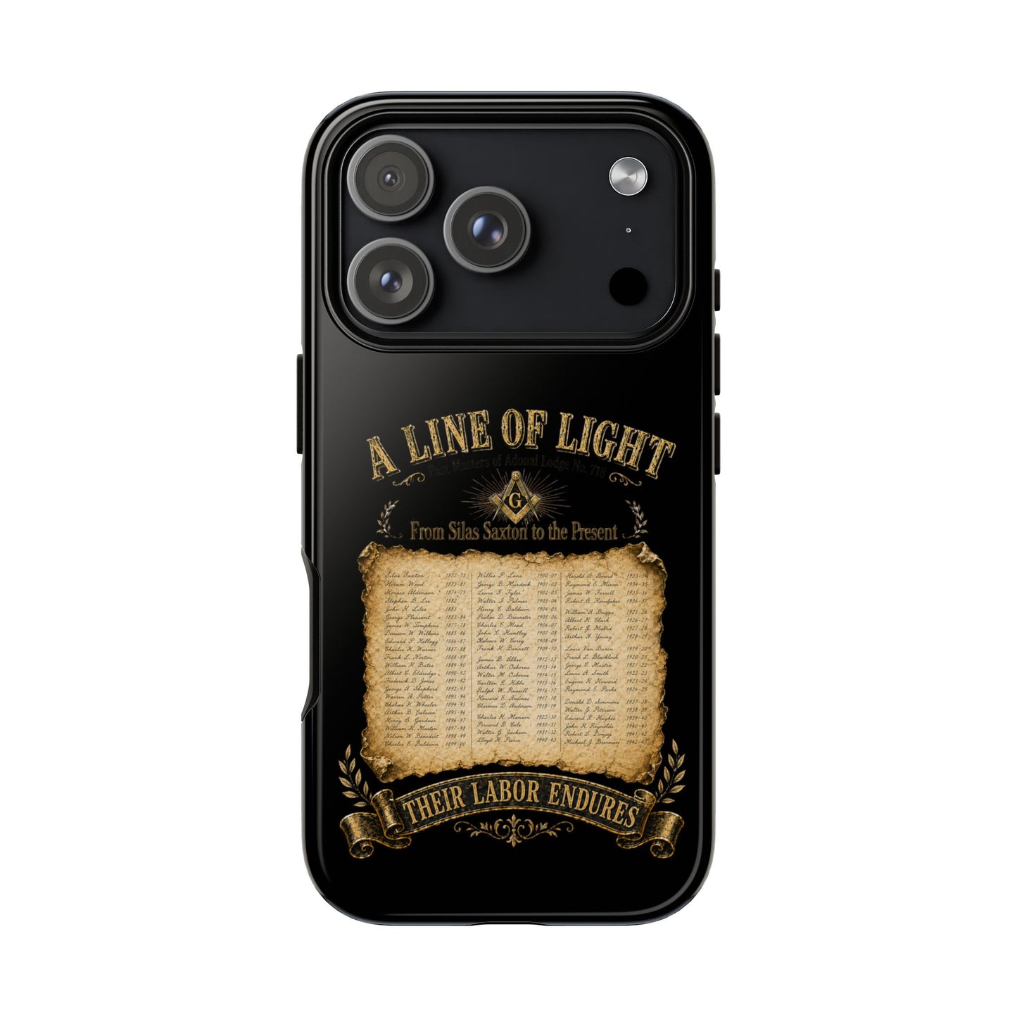 Adonai Lodge No. 718 “Past Masters: A Line of Light” iPhone Case