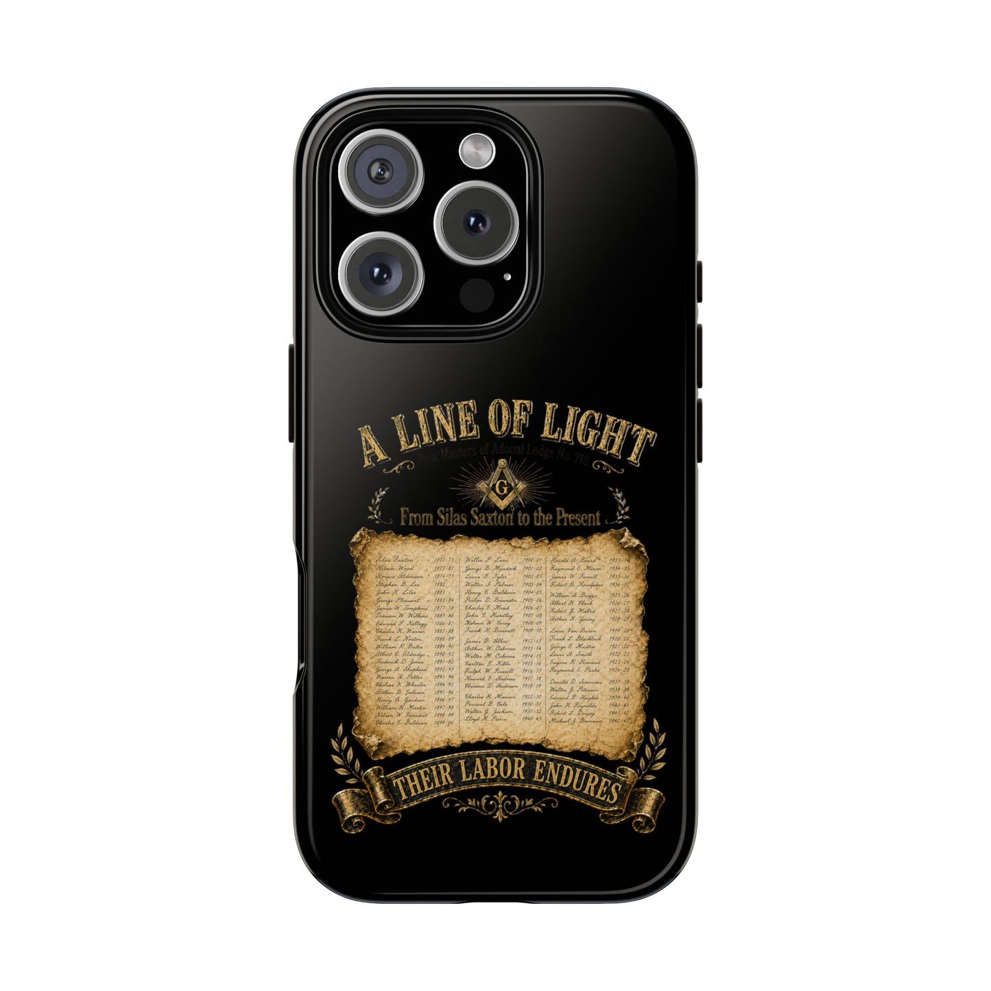 Adonai Lodge No. 718 “Past Masters: A Line of Light” iPhone Case
