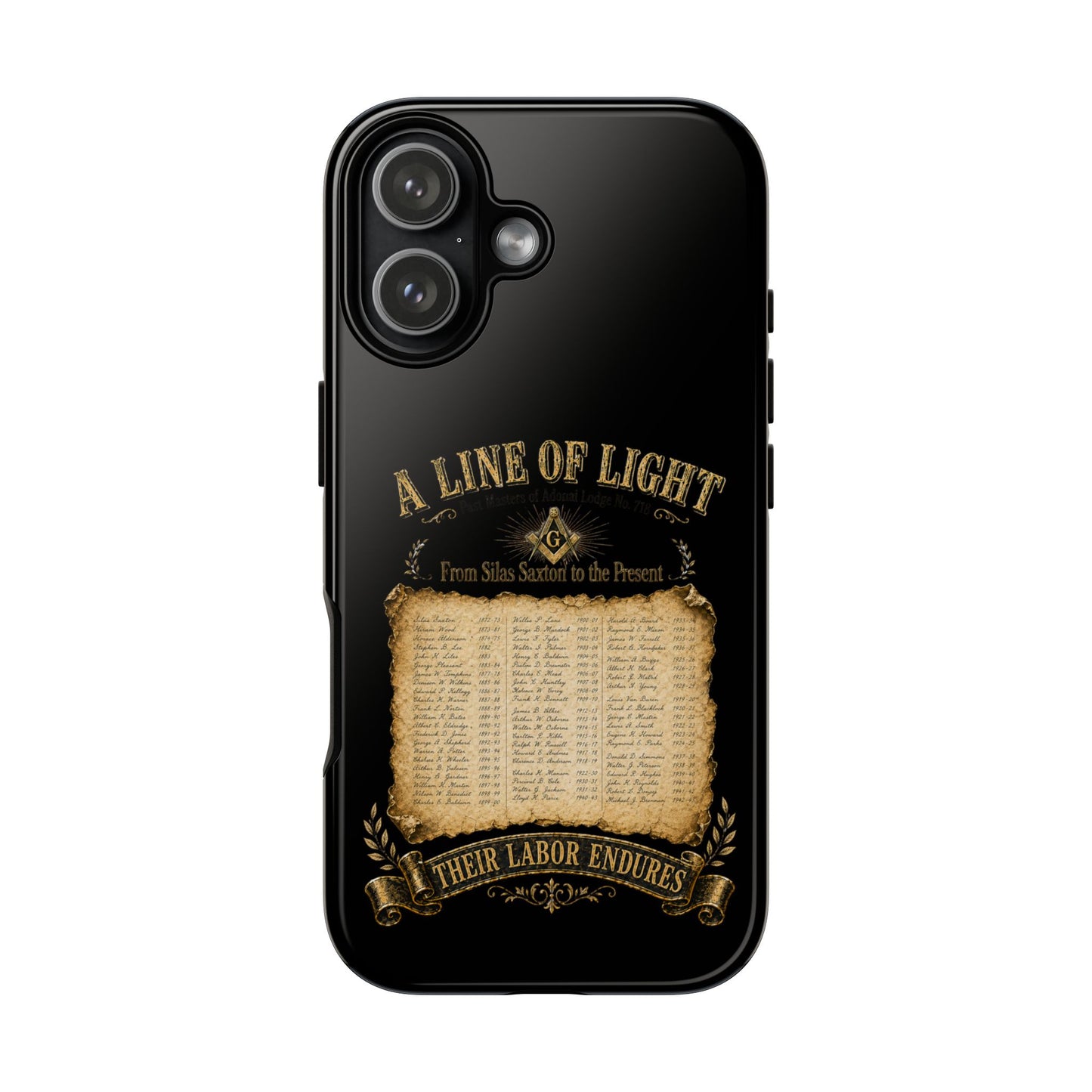 Adonai Lodge No. 718 “Past Masters: A Line of Light” iPhone Case