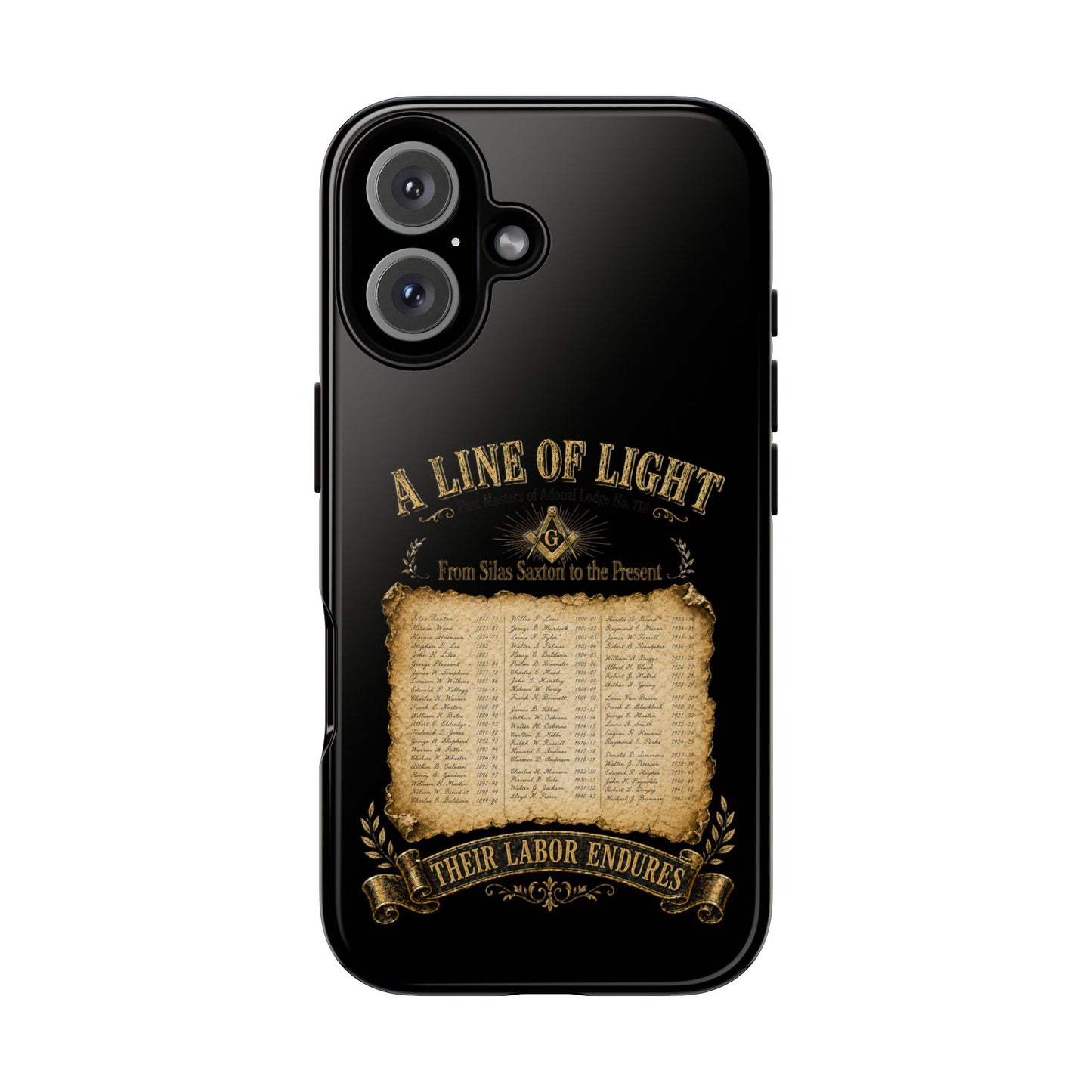 Adonai Lodge No. 718 “Past Masters: A Line of Light” iPhone Case